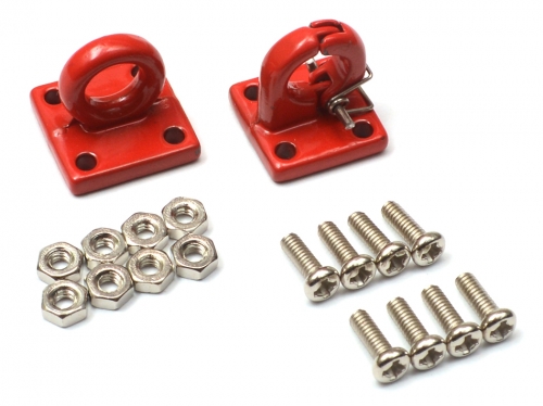 Simulation Aluminum Tow Recovery Point Set For 1:10 Scale RC Crawlers – 1 Pair, Red - View #3