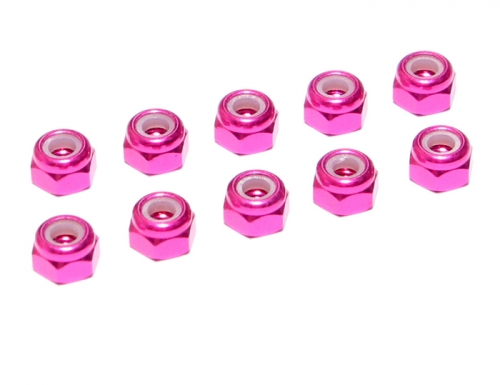 Shop M3 Locking Hex Nut (10) Pink | BoomRacing.com
