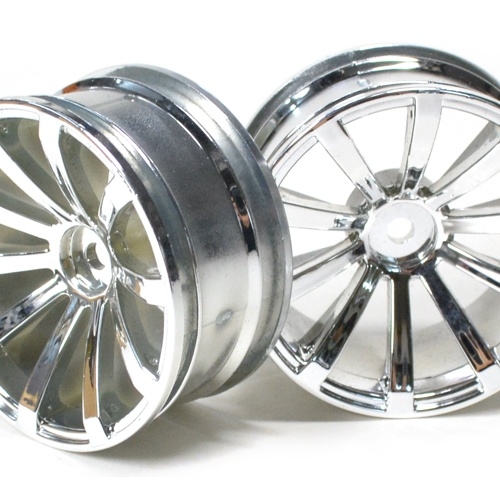 10 Spoke Wheel Set 2Pcs Chrome silver For 1 10 RC Car 26mm