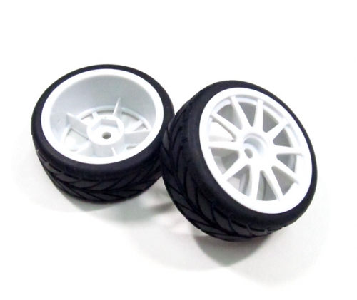 Shop 1/10 Mounted Star Wheel & Tire(2) - White White | BoomRacing.com