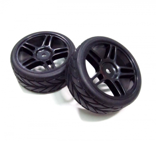Shop 1/10 Mounted Star Wheel & Rubber Tire Pattern V (2) | BoomRacing.com