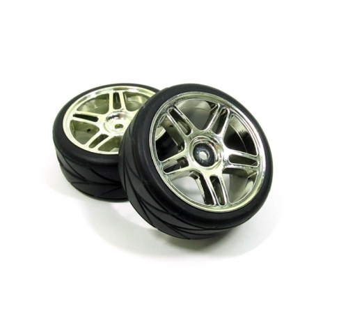 Shop Silver Outer Ring Wheel & Arrow Pattern Tire Set Dual 5-spoke For ...